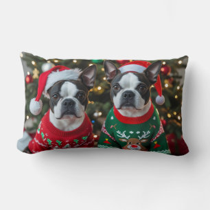 Cojín Lumbar Navidades de Boston Terrier