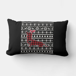 Cojín Lumbar Navidades de búfalos de la placa roja Dachshund