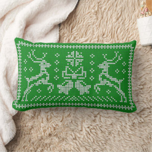 Cojín Lumbar Navidades de campanas de jingle con suéter feo ado