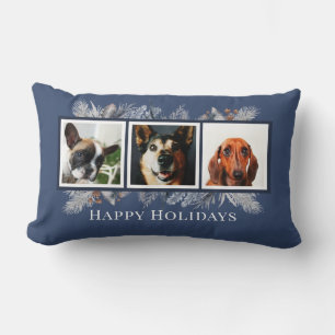 Cojín Lumbar Navidades de color azul color de agua Mascota pers
