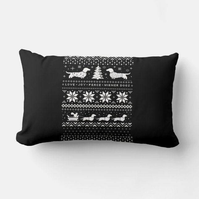 Cojín Lumbar Navidades de Dachshunds (Anverso)