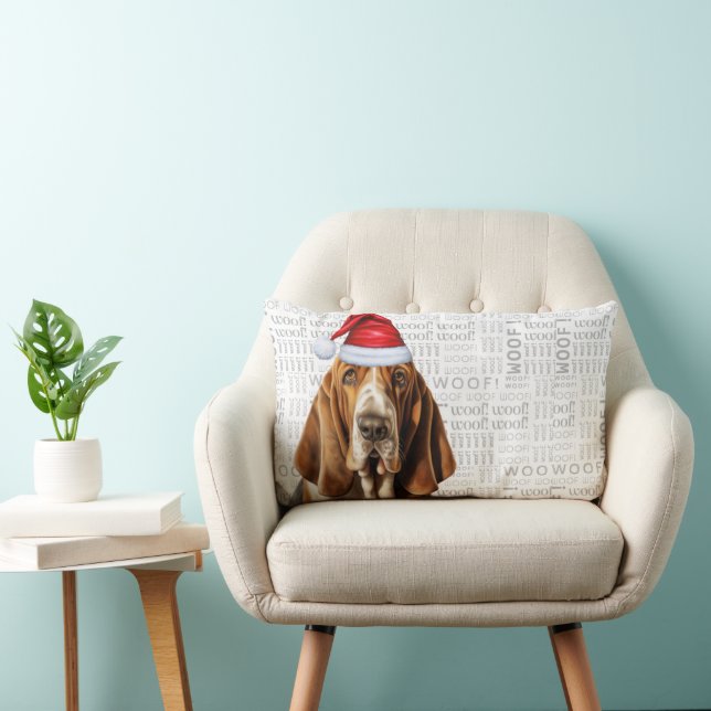 Cojín Lumbar Navidades de Dog Lover Basset Hound Holiday (Silla)