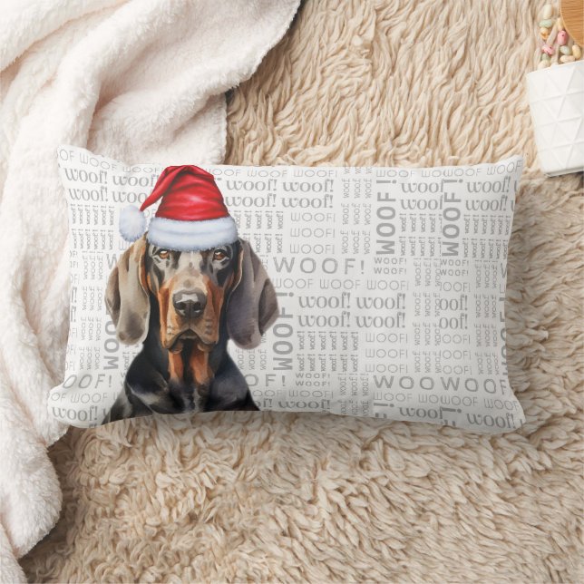 Cojín Lumbar Navidades de Dog Lover Black Tan Coonhound Holiday (Manta)