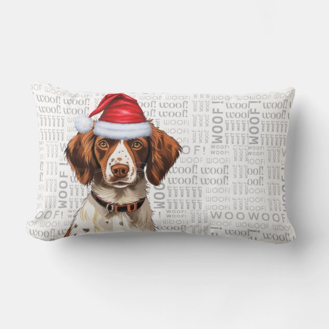 Cojín Lumbar Navidades de Dog Lover Brittany Spaniel Holiday (Anverso)