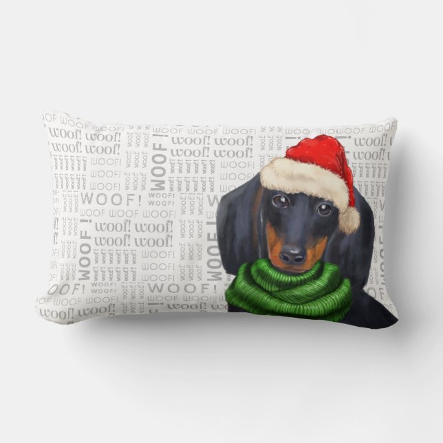 Cojín Lumbar Navidades de Dog Lover Dachshund (Anverso)