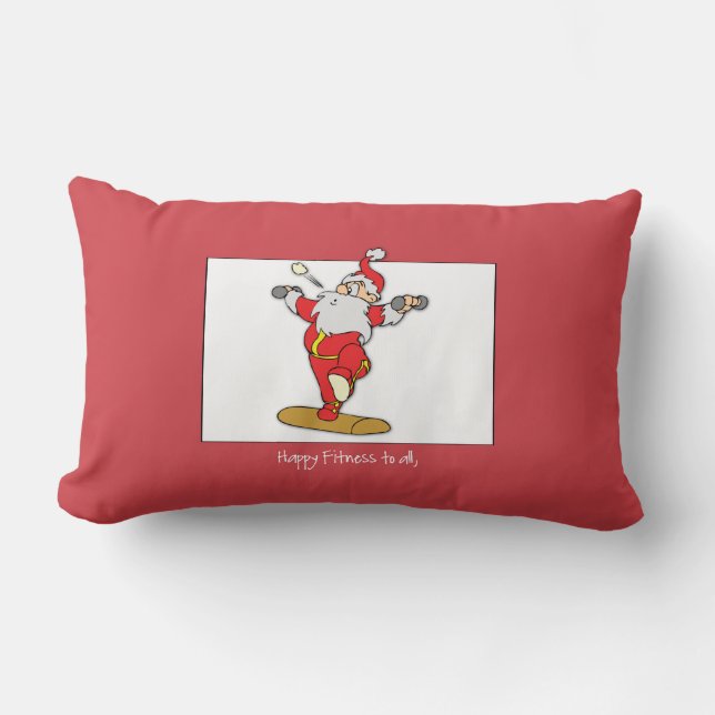 Cojín Lumbar Navidades de ejercicios de fitness con Santa Claus (Anverso)
