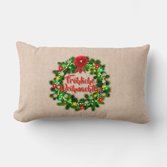 Cojín Lumbar Navidades de Frohe Weihnachten Kissen (Anverso)