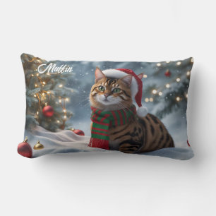 Cojín Lumbar Navidades de gatos de Santa Paws en Bengala person