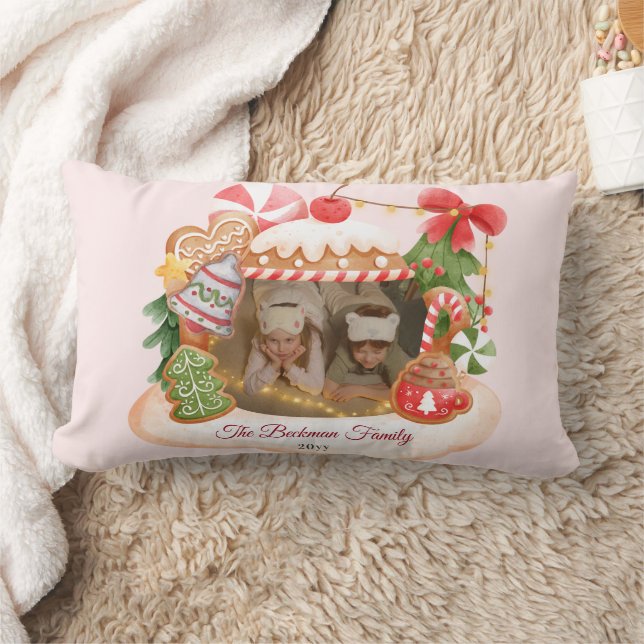 Cojín Lumbar Navidades de la Casa de Gingerbread personalizado (Manta)