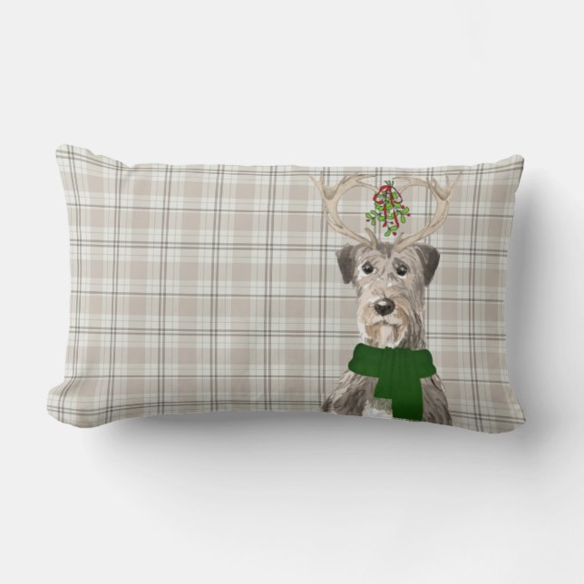 Cojín Lumbar Navidades de los amantes del perro lobo irlandés y (Anverso)