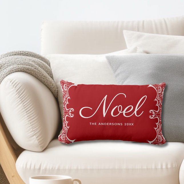 Cojín Lumbar Navidades de Noel Rojo Modernos Personalizados (Subido por el creador)