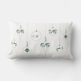 Cojín Lumbar Navidades de ornamentos en baudible de monograma v