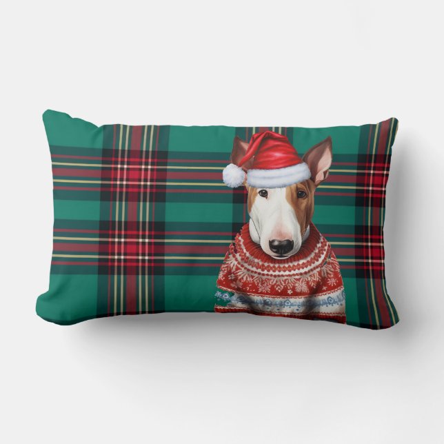 Cojín Lumbar Navidades de Perro Lover Bull Terrier Holiday Plai (Anverso)