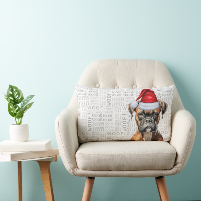 Cojín Lumbar Navidades de Perro Lover celebran boxer (Silla)