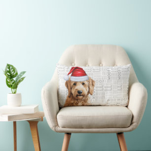 Cojín Lumbar Navidades de Perro Lover Goldendoodle en un Gorra