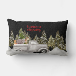 Cojín Lumbar Navidades de Woodland Snowfall Farmhouse