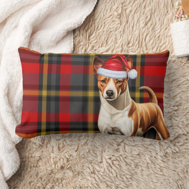 Cojín Lumbar Navidades del Perro Lover Basenji Red Plaid (Manta)