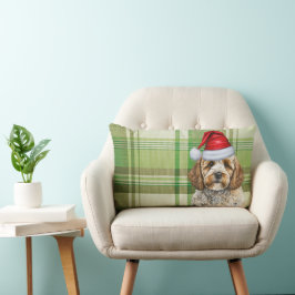 Cojín Lumbar Navidades del Perro Perro Cockapoo Fiesta Verde