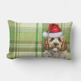 Cojín Lumbar Navidades del Perro Perro  Cockapoo Fiesta Verde