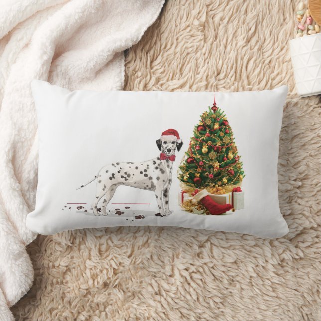 Cojín Lumbar Navidades divertidos: Perro y árbol dalmatianos (Manta)
