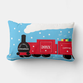 Cojín Lumbar Navidades en tren de vapor en la nieve