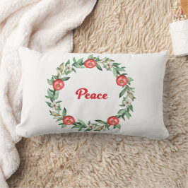 Cojín Lumbar Navidades florales rosas Wreath Lumbar Pillow | Pa