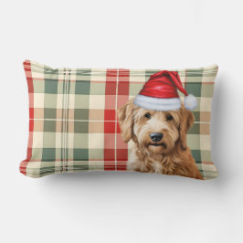 Cojín Lumbar Navidades Goldendoodle Feriado Verde Rojo