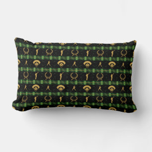 Cojín Lumbar Navidades jugador de béisbol - Green Check
