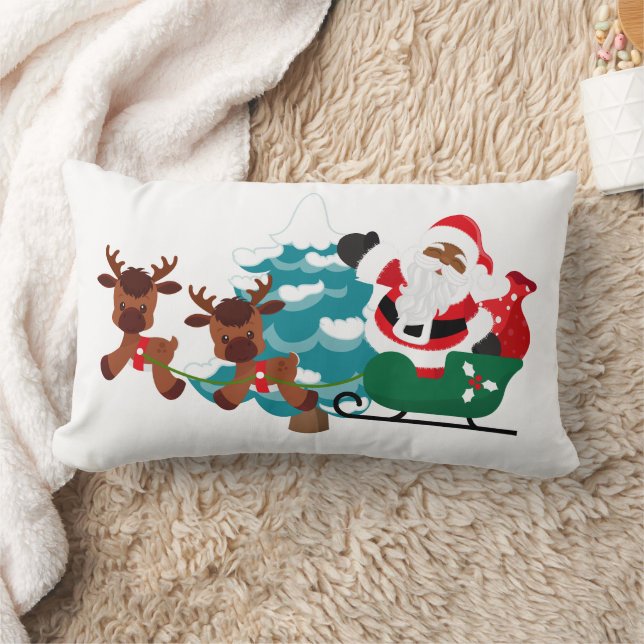 Cojín Lumbar Navidades mensaje de African American Santa (Manta)