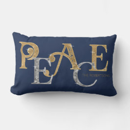 Cojín Lumbar Navidades modernos Navy de la paz nombre plata azu