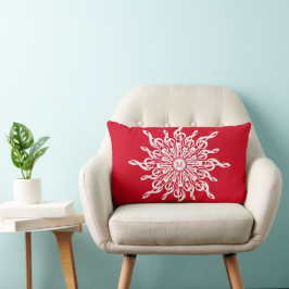 Cojín Lumbar Navidades Monograma Ornamental Rojo G-Clef Snowfla