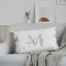 Cojín Lumbar Navidades Monogramas de la familia Golden Pines