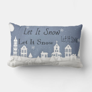 Cojín Lumbar Navidades Pillow Dejar Que Nieva Blanco Azul