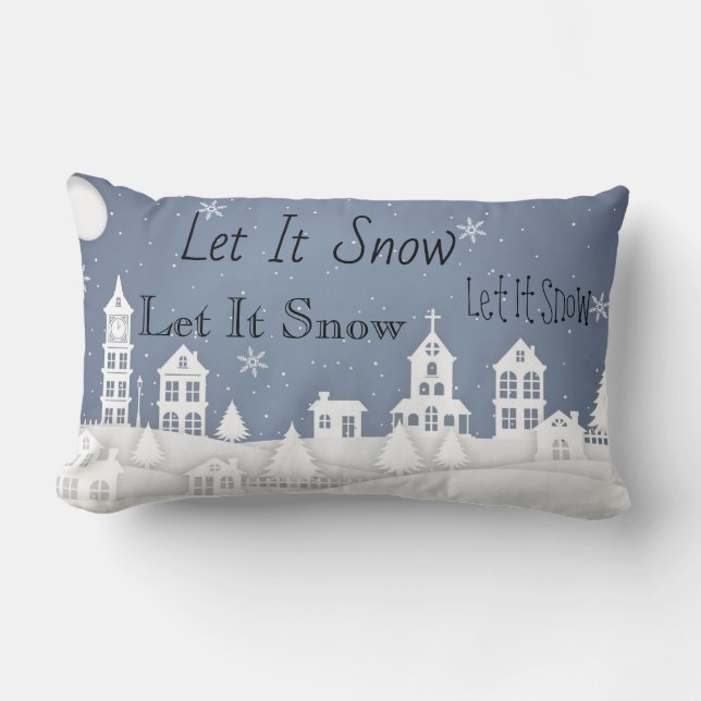 Cojín Lumbar Navidades Pillow Dejar Que Nieva Blanco Azul (Anverso)