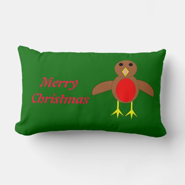 Cojín Lumbar Navidades Robin Personalizable Pillow (Anverso)