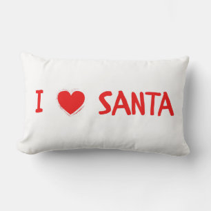 Cojín Lumbar Navidades rojos divertidos que amo a Santa Heart