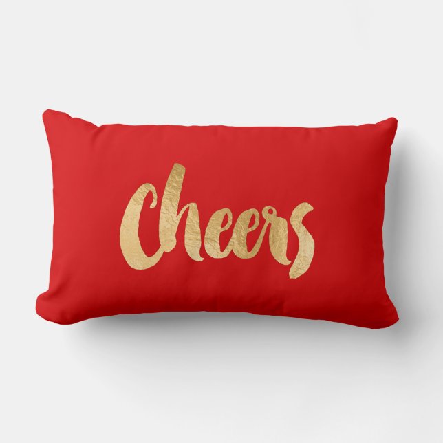 Cojín Lumbar Navidades Rojos y Oro vitoreando a Pillow (Anverso)