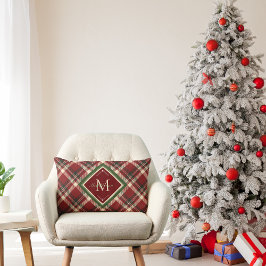 Cojín Lumbar Navidades rusos Monograma Red Green Plaid