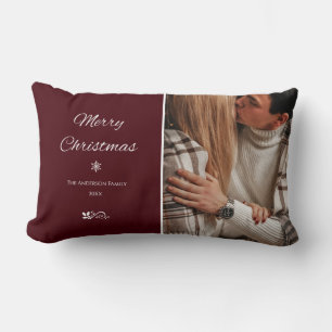 Cojín Lumbar Navidades Simple y Elegante Burgundy Oscuro
