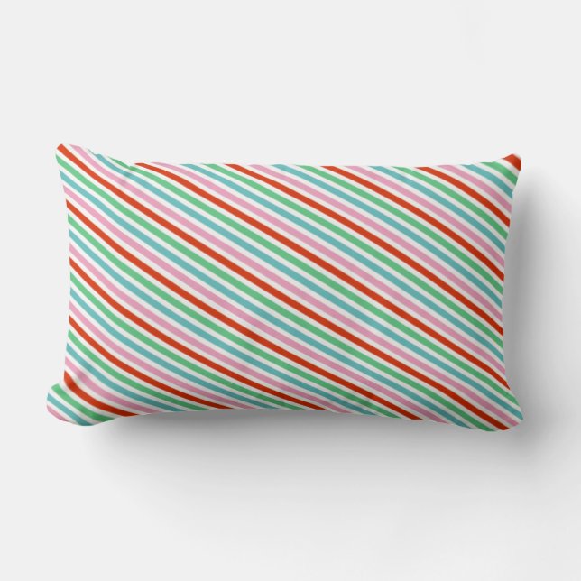 Cojín Lumbar Navidades Stripes | Moderna Y Colorida Alegre Cute (Anverso)
