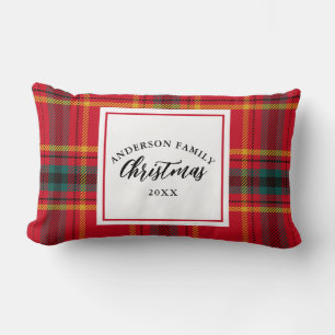 Cojín Lumbar Navidades Tartan Plaid Family Name Year