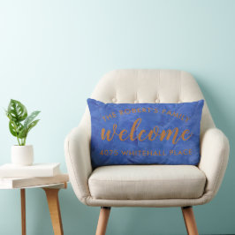 Cojín Lumbar Navy Moderno y Nombre Personalizado en Cobre