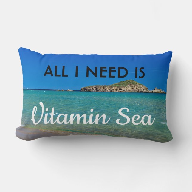 Cojín Lumbar Necesito agua turquesa del mar de Vitamina playa i (Anverso)