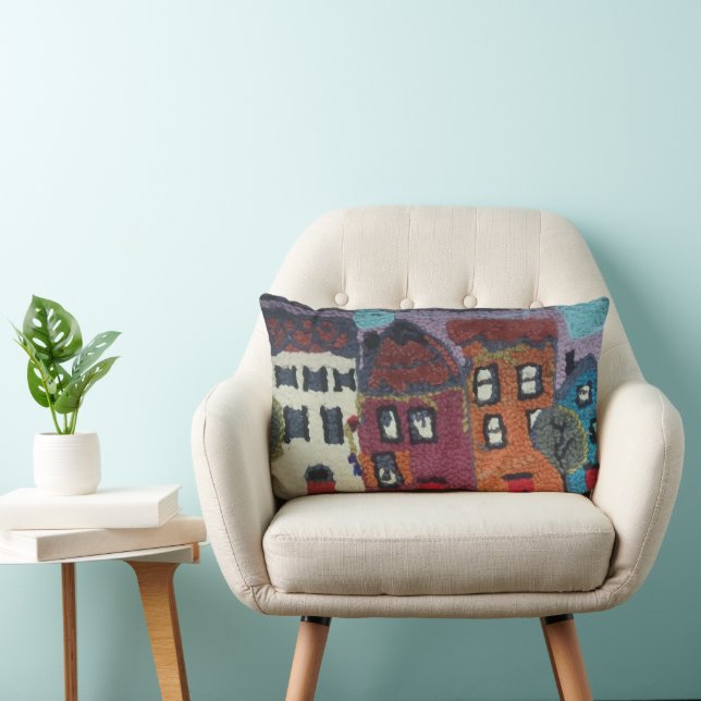 Cojín Lumbar needle punc neighborhood design pillow/houses (Silla)