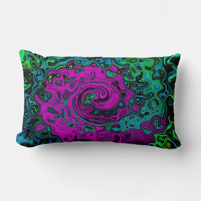 Cojín Lumbar Negrita Magenta Resumen Groovy Bañera de arte líqu (Anverso)