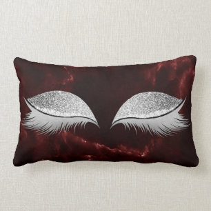 Cojín Lumbar Negro del mármol del maquillaje de Borgoña del