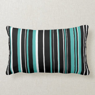 Cojín Lumbar Negro, Verde Azul Verdigris, Franja de código de b