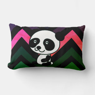 Cojín Lumbar Negro y verde Chevron Panda oso Lumbar Pillow