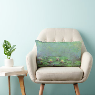Cojín Lumbar Nenúfares por Claude Monet, Impresionismo Vintage