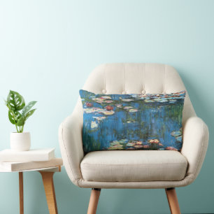 Cojín Lumbar Nenúfares por Claude Monet, Impresionismo Vintage